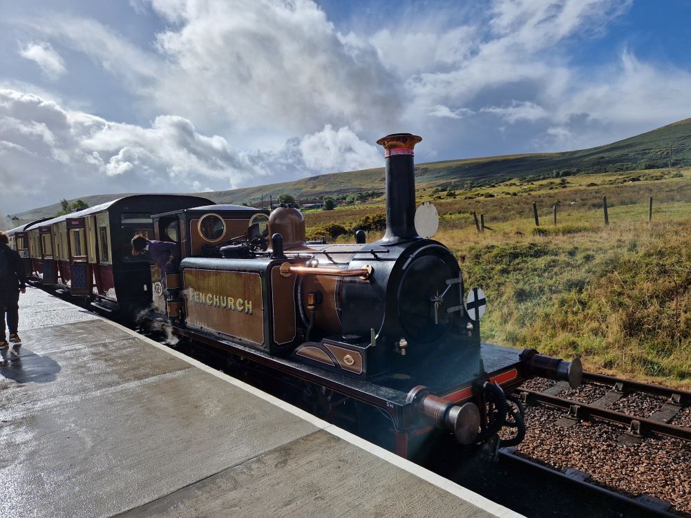 Engine built for the London, Brighton & South Coast Railway in 1872, lovingly restored with gleaming brass and happily pulling passengers today.