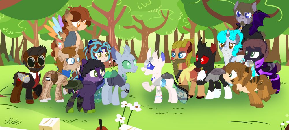 A special MLP Drawing for many of my friends!
Feat.(Left to Right): Hoctor, Ann, Neon, Kitty, Doodle, Wolfy, Me, Tristin, Coffee, Paula, Kyzer, Kreuger, and Darkus