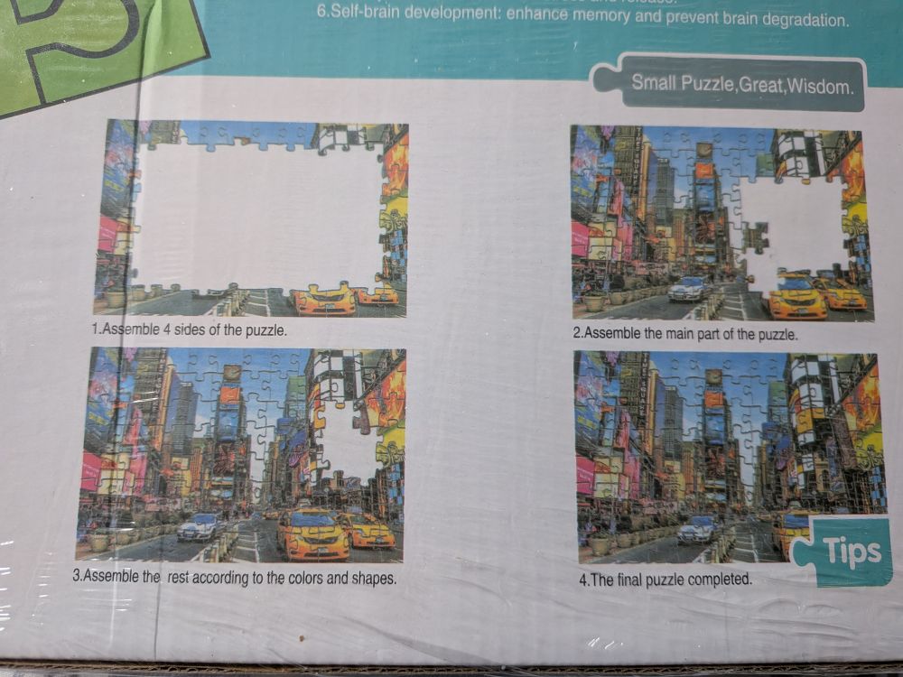 1. Assemble 4 sides. 
2. Assemble the main part. 
3. Assemble the rest according to colours and shapes. 
4. Done.