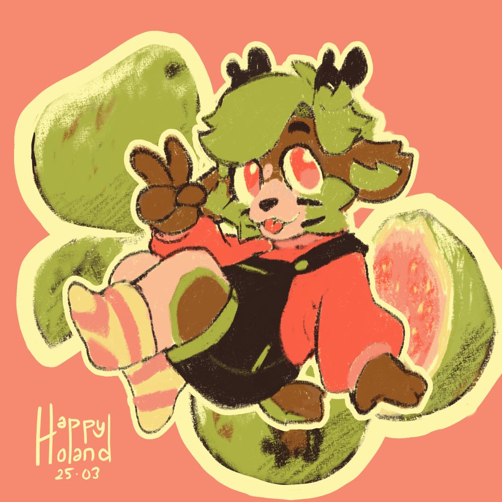 a drawing of sebs' sona with guavas
