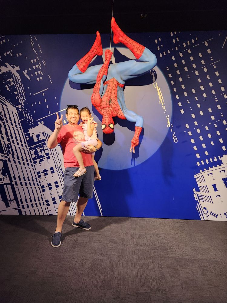 Paul and his daughter, with Spider-Man hanging out.