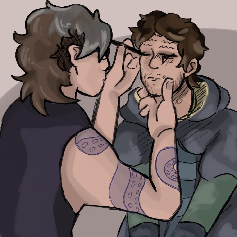 Raymond (my Death Stranding self insert oc) doing Higgs's makeup