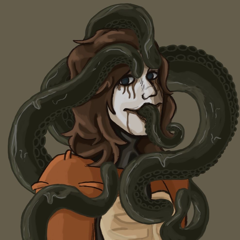 Digital art of Higgs Monaghan (ds2) surrounded by his own tentacles