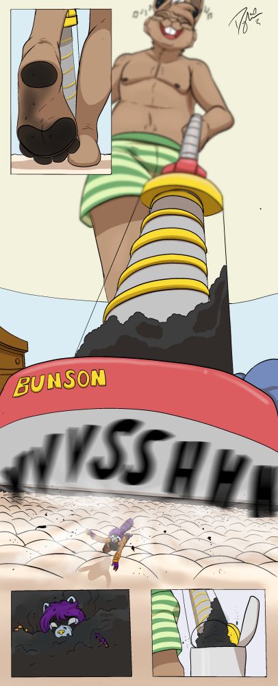 Dylan doing some vaccuuming. He is wearing earphones and is oblivious to a tiny panda being sucked up and deposited into the trash after.