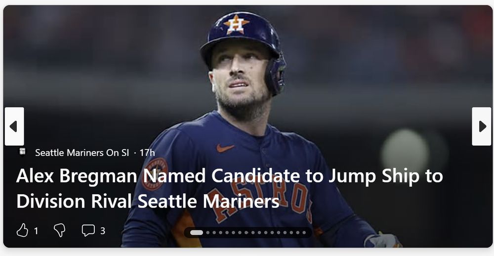 Sports Illustrated headline about Bregman coming to the Mariners lol