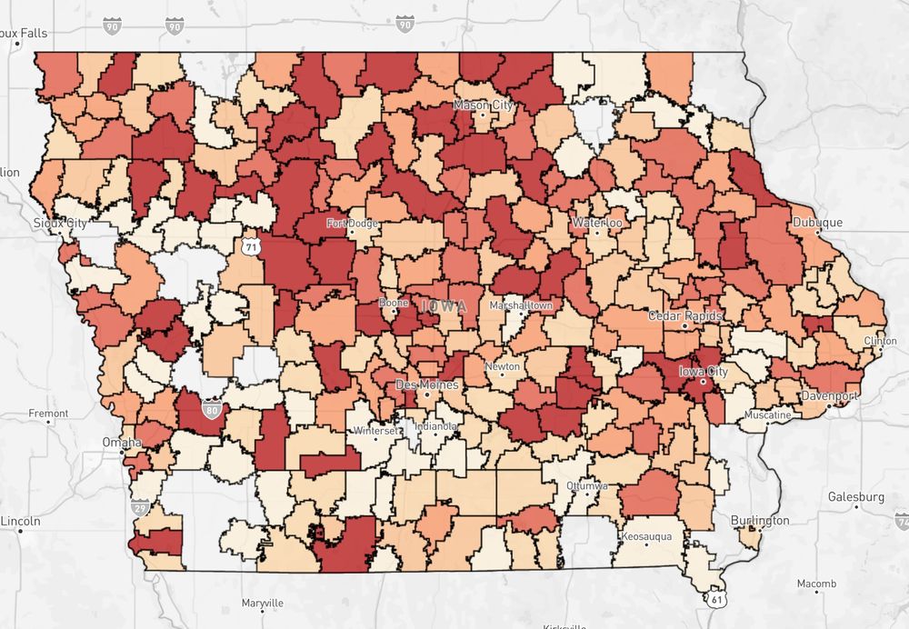 Current map of public school districts in Iowa