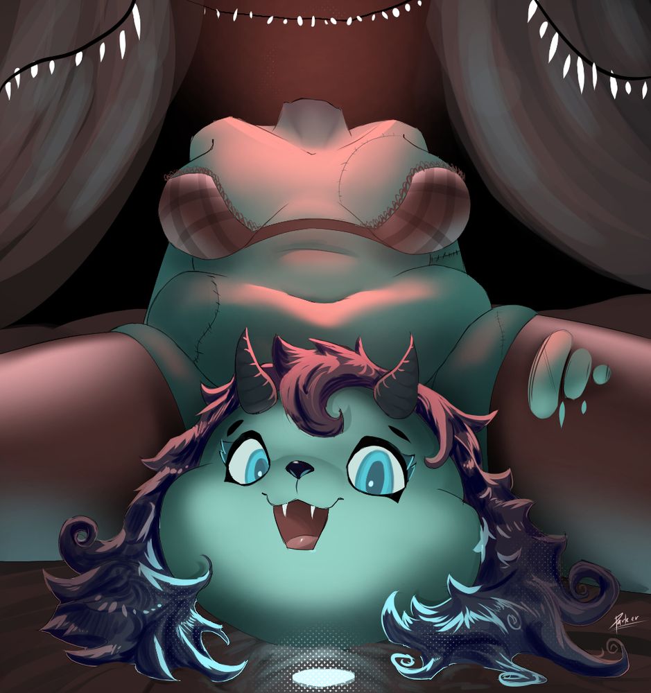 Zombie bimbo with her head conveniently placed in front of her bare crotch