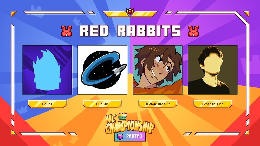 Red Rabbits team announcement for MCC Party 2! Featuring BdoubleO100, cubfan135, OwengeJuiceTV and PeteZahHutt