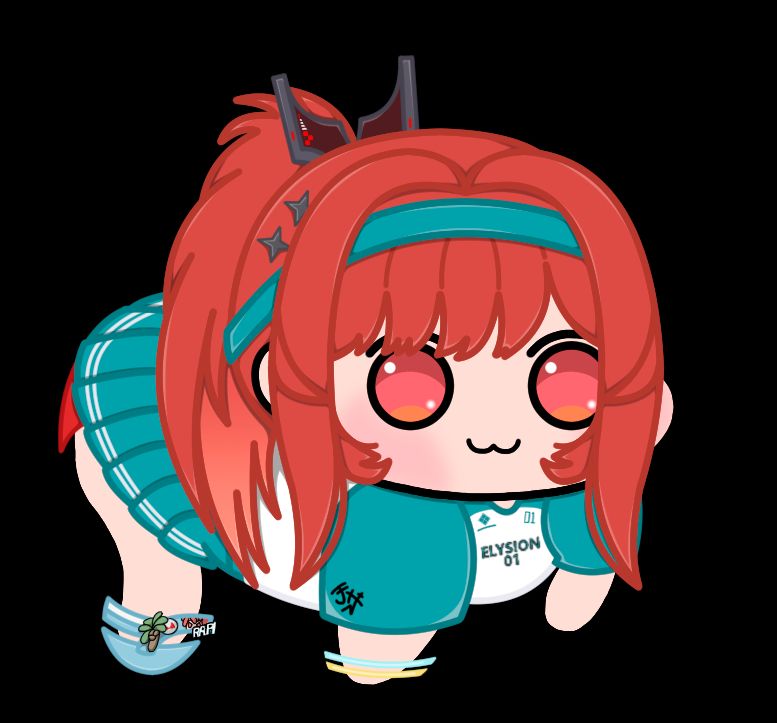 Rapi: Red Hood - Red Flavor, in Full fashion, with additional clothing.

Doro (Dororong) is a meme from Goddess of Victory: NIKKE, based on the character Dorothy.