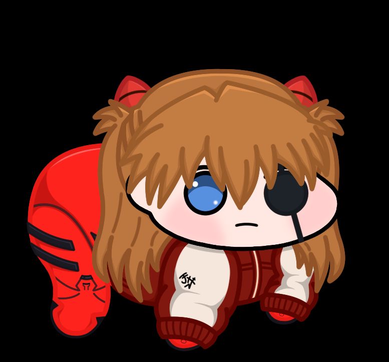 Asuka Shikinami Langley, in full fashion, without her cap.

Doro (Dororong) is a meme from Goddess of Victory: NIKKE, based on the character Dorothy.