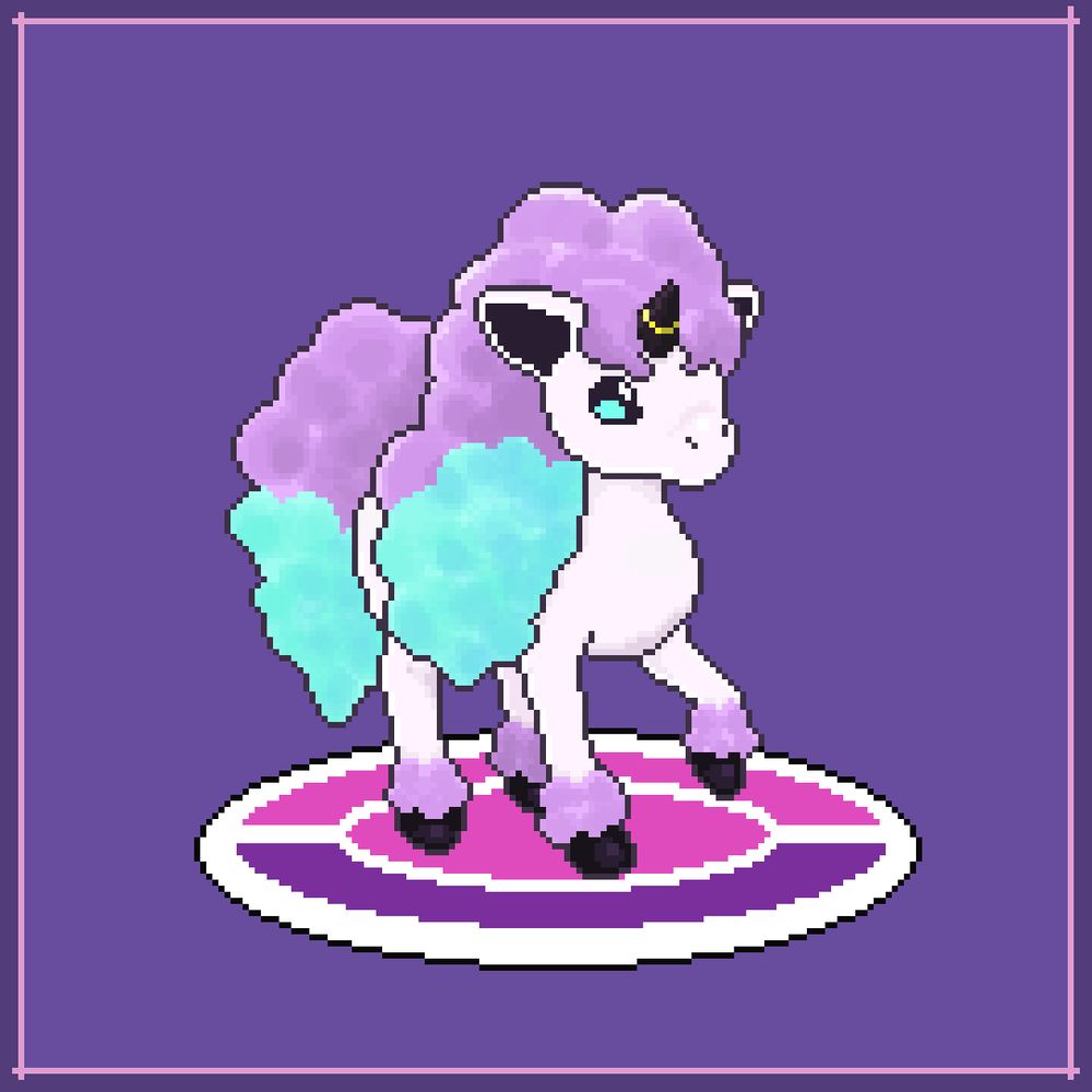 A galarian ponyta with all of its hard to draw hair
