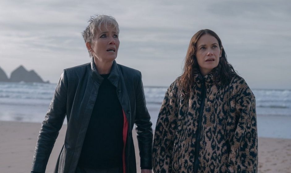 A shot from the show "Down Cemetery Road" of Emma Thompson and Ruth Wilson.