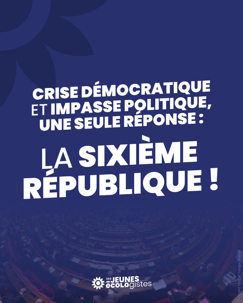 CRISE DÉMOCRATIQUE ET IMPASSE POLITIQUE, UNE SEULE REPONSE :
LA SIXIÈME RÉPUBLIQUE !

Logo des Jeunes écologistes
Richard Ying et Tangui Morlier