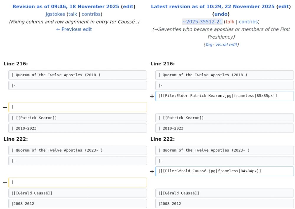 Wikipedia Edit History entry for Seventy (LDS Church)

/* Seventies who became apostles or members of the First Presidency */
