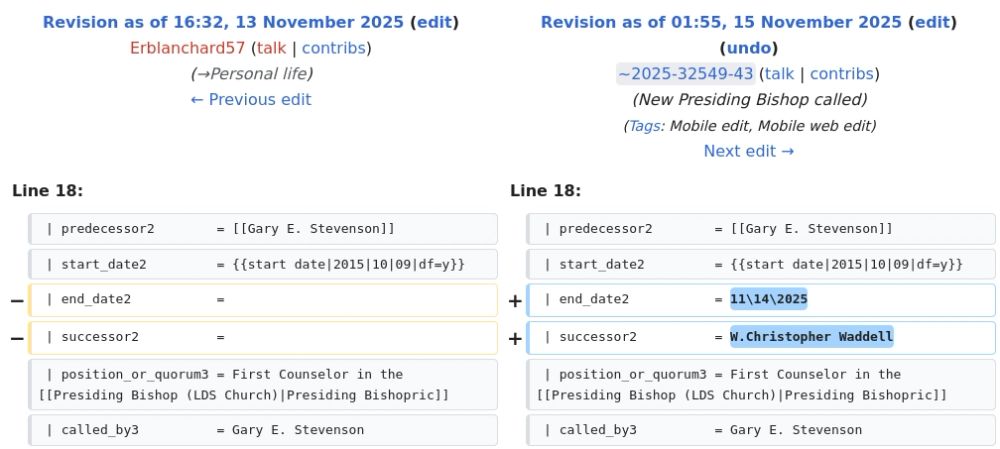 Wikipedia Edit History entry for Gerald Causse

New Presiding Bishop called
