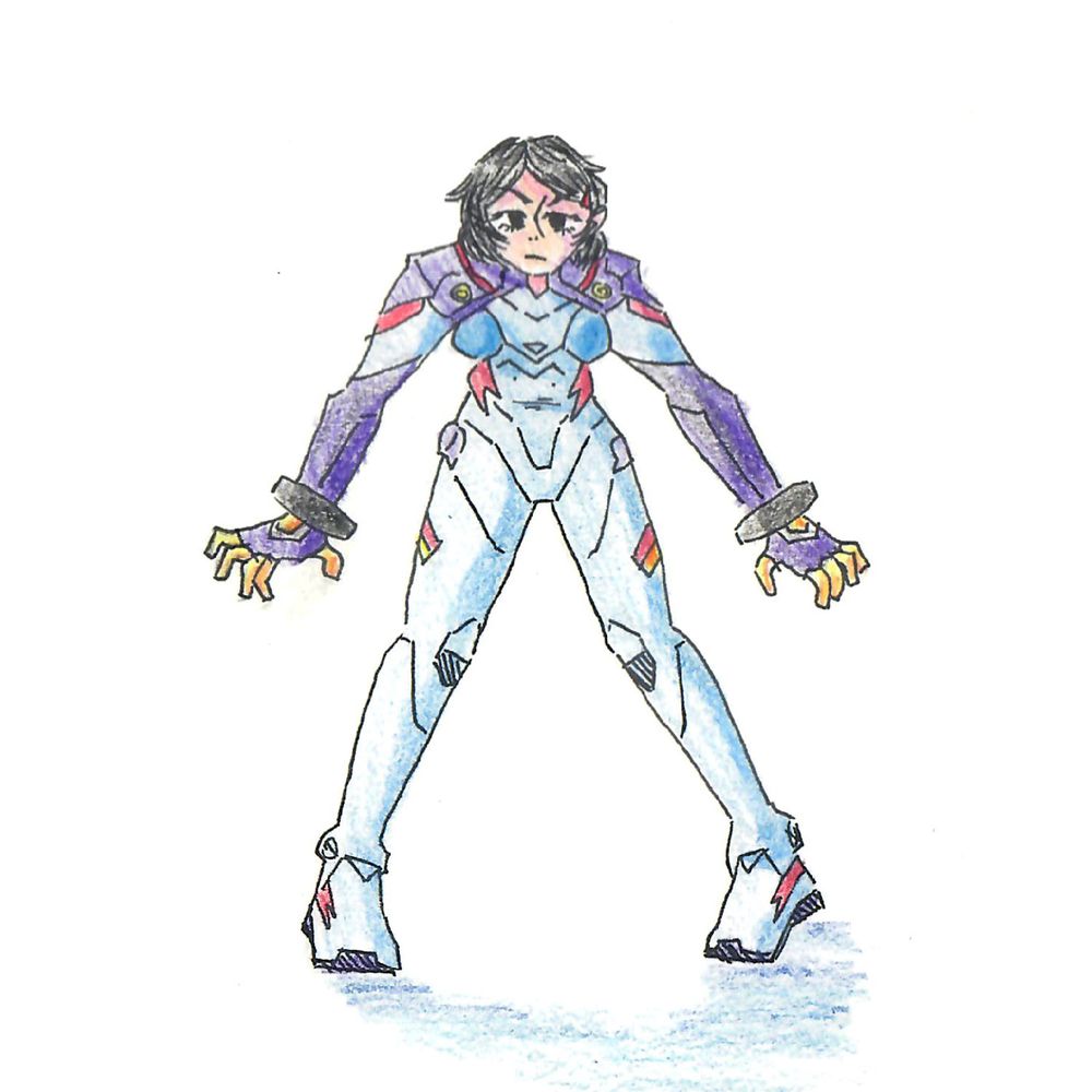 peni parker in her entry plug suit looking disheveled