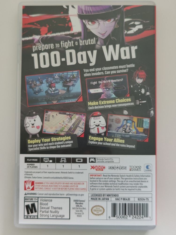 The Hundred Line: Last Defense Academy Switch game back cover