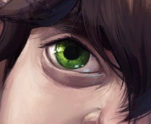 A close up of a green eye