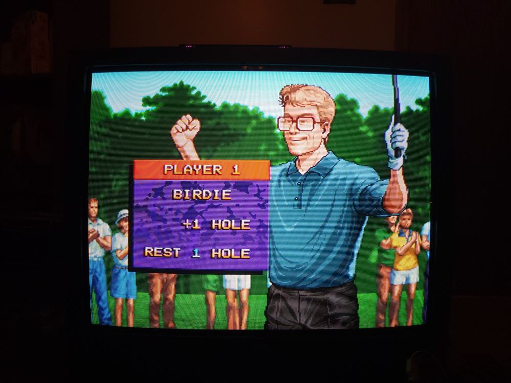 Neo Turf Masters (1996) played on Wii Virtual Console - Thomas Stewart, the Technician, got a Birdie.