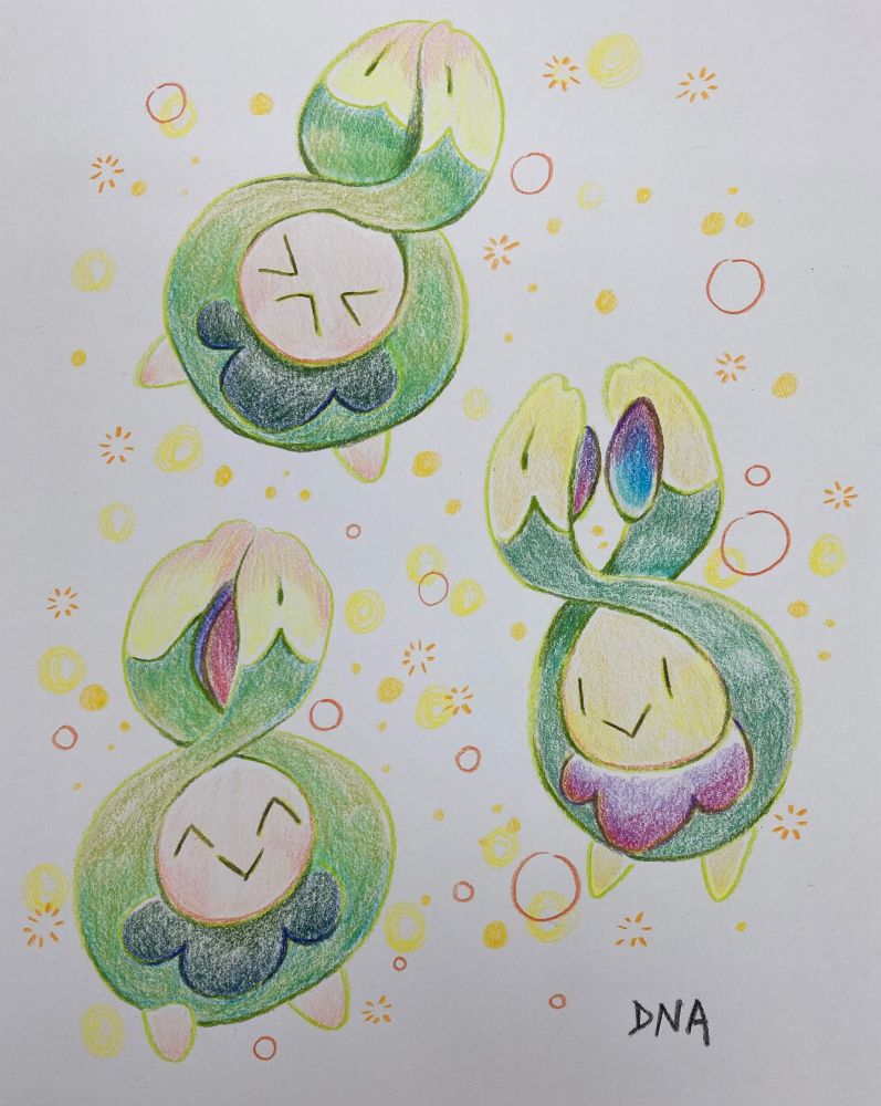Two non-shiny Budew and a shiny bounce around spreading itchy pollen all over the place.