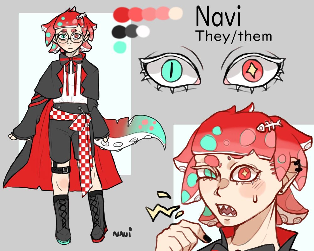 two issues on this ref: the ears arent pointy and i forgot the squid mask LMAO. also the 'hair' is inaccurate