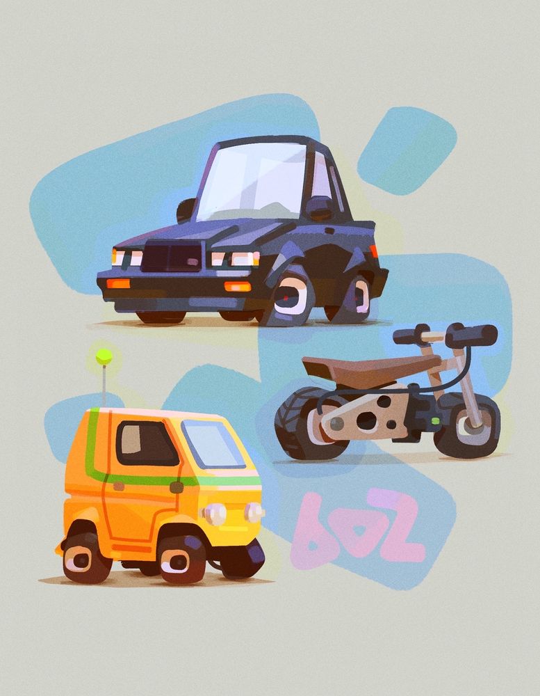 Cars Buick gnx bike sketched painted digital digitally in photoshop procreate in blocky colorful fun style design doodle sketch page swag 