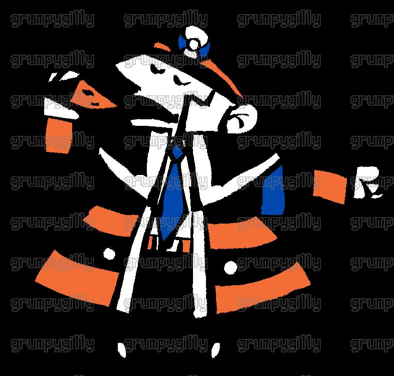 the subway boss ingo drawn as the little caeser's mascot. he is pointing right