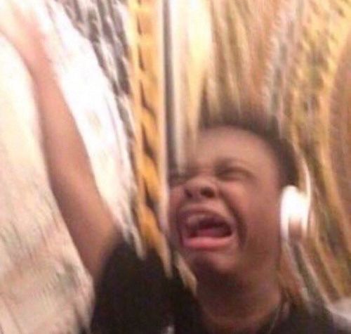 Screaming kid with headphones meme but for LaNorris Sellers 