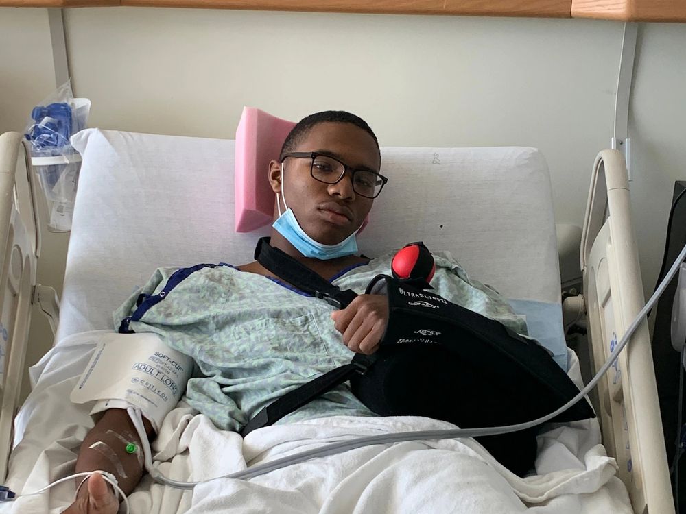 South Carolina Gamecocks QB LaNorris Sellers in a hospital bed