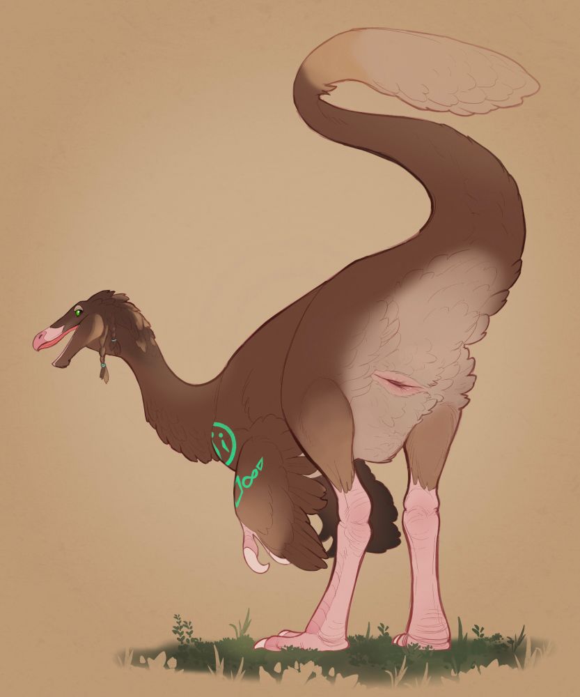 Monkey fursona transformed into a dinosaur with hole