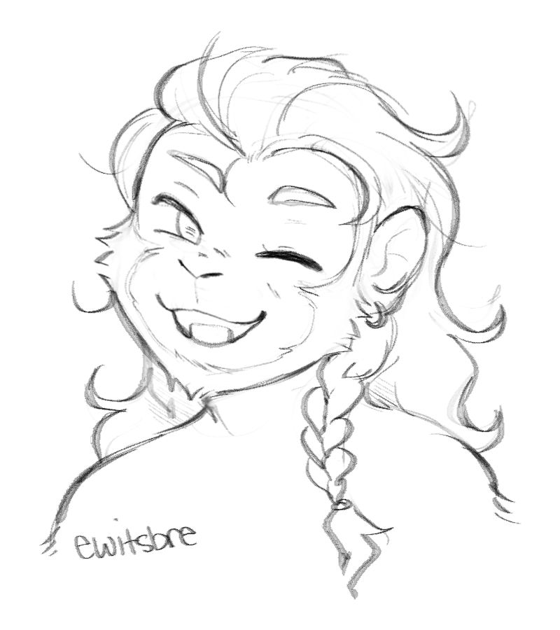 Sketchy bust of a monkey fursona by ewitsbre