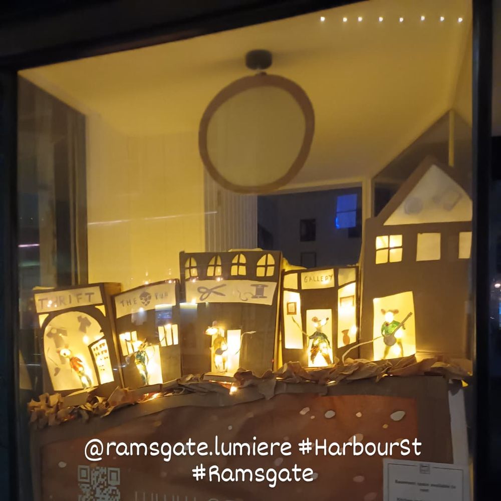 #Ramsgate #lightfestival one of the lighting creations in a shop window. Paper cutouts illuminated from behind to give a 3D effect