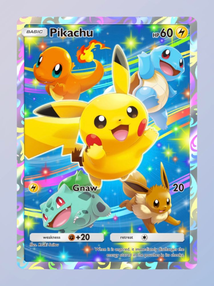 Artful card of Pikachu from Pokemon pocket tcg. 