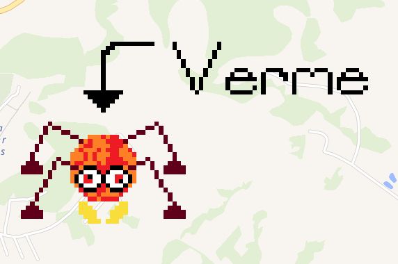 Desenho de um Scuttlebug acompanhado da legenda "Verme" feito no wplace.