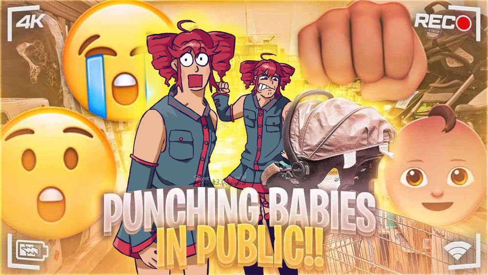 Drawing of teto placed over a thumbnail for the video "punching babies in public"