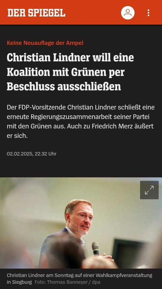 Spiegel Titel: "Christian Lindner will eine Koalition mit Grünen per Beschluss ausschließen" 