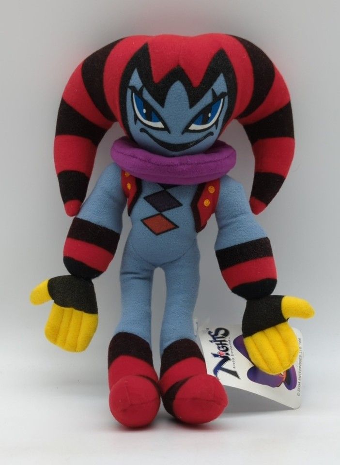 A front facing view of the 1997 Sega NiGHTS Reala plush