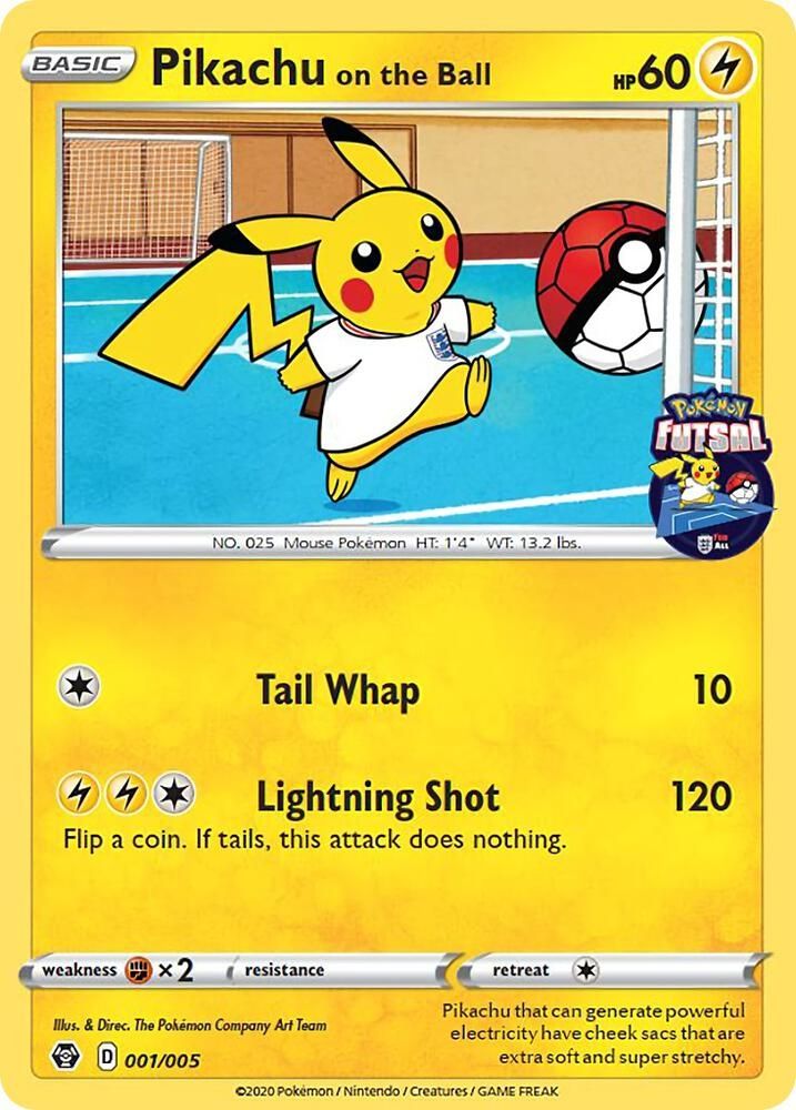 Pokemon TCG card of Pikachu on the Ball from the Pokemon Futsal collaboration 