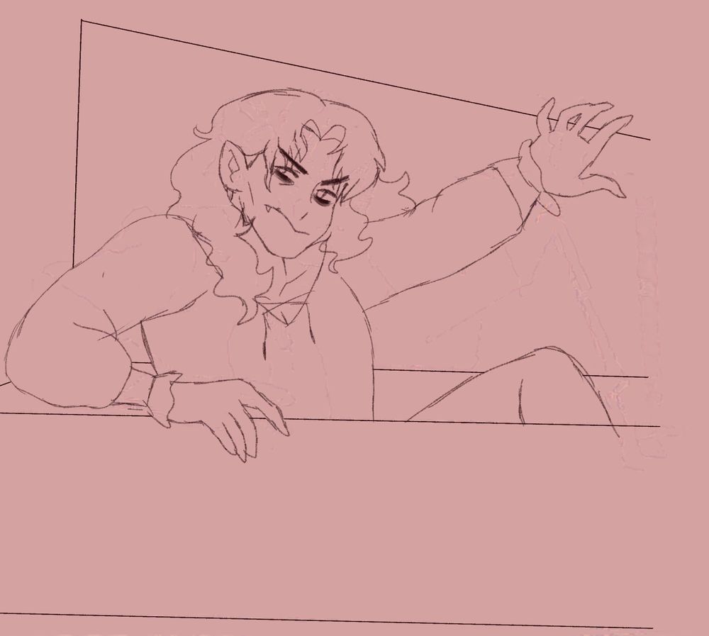 a sketch of grumpy, sleep-deprived vampire.