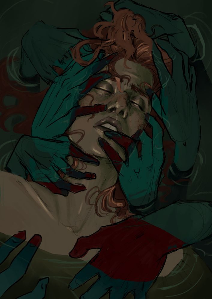 hadriel getting pulled down to a swamp by disembodied hands
