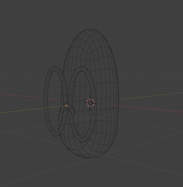 Blender 3d wireframe of an oblong shaped head with big round glasses