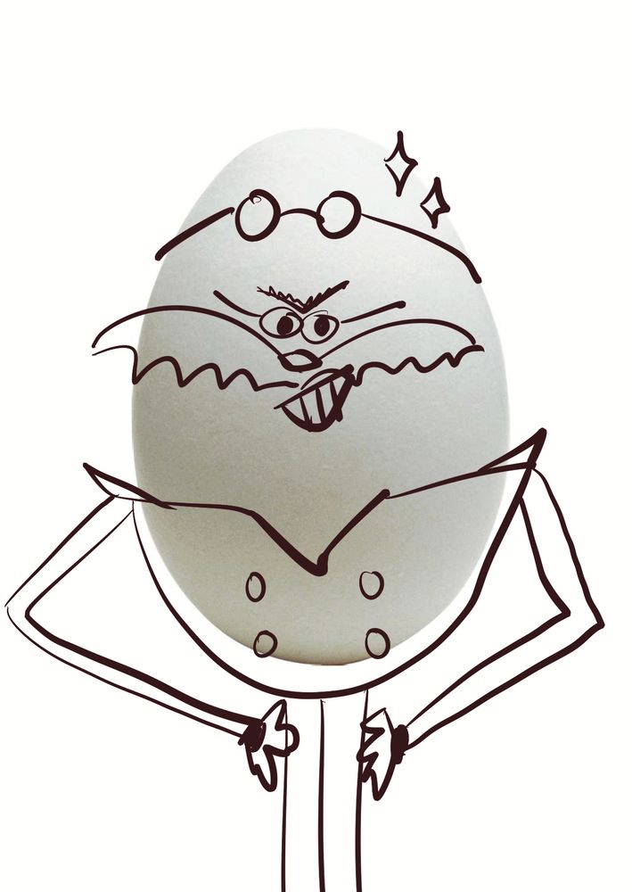 Poorly drawn eggman, his body is egg.