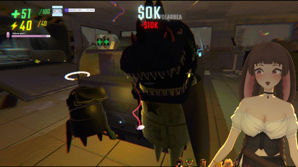 A bunnyghoul in a R.E.P.O. lobby with two goobers in front.