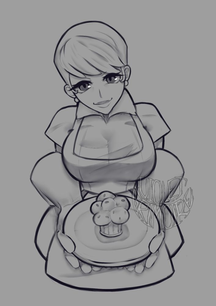 Mom from Dexter's Lab holding a muffin on a plate