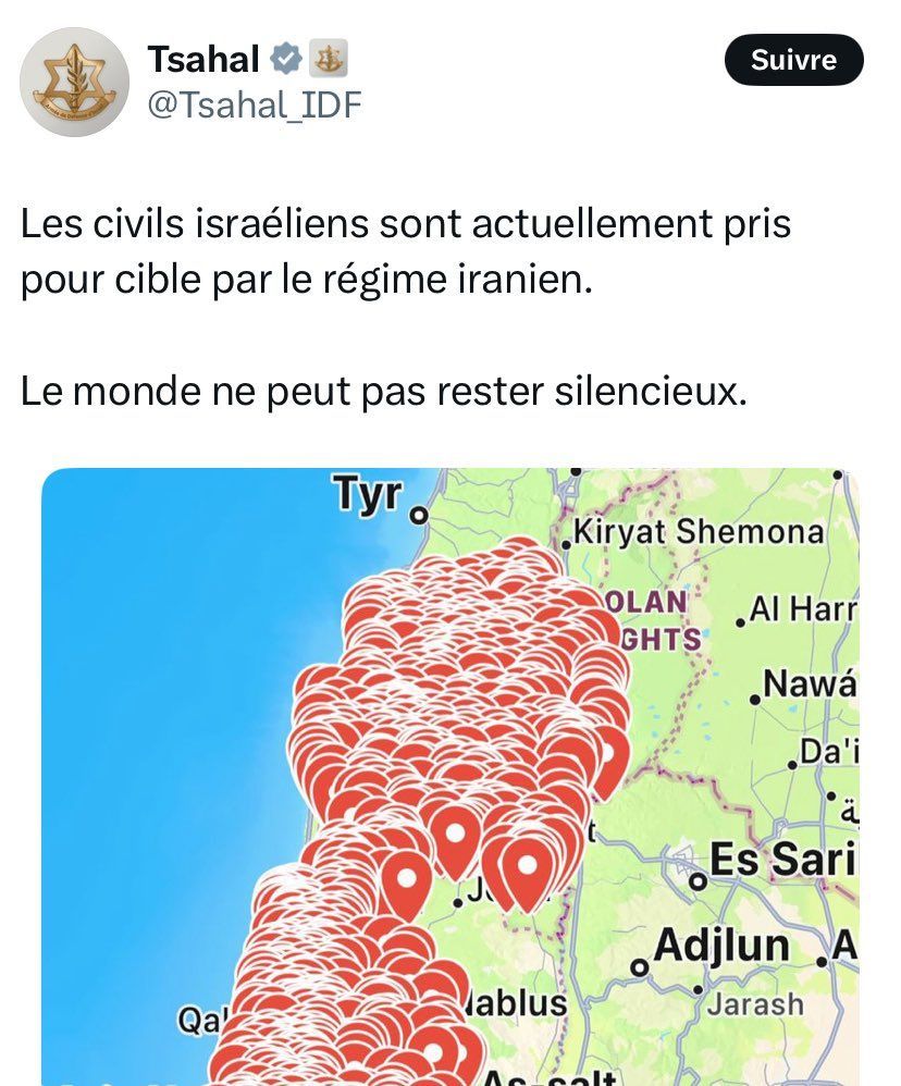 Publication de Tsahal sur X: 