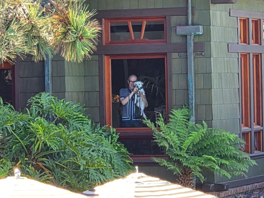 My husband Charles and Hunter. Some exterior details from The Lodge at Torrey Pines, Torrey Pines, La Jolla, San Diego, August 29, 2025. 17th Wedding Anniversary. #TheLodgeatTorreyPines #TorreyPines #LaJolla #SanDiego