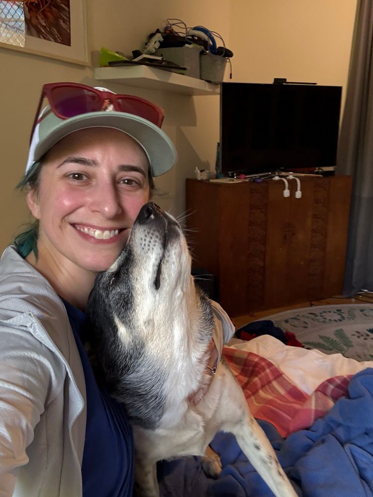 A picture of me with my bff's first (dog) child.