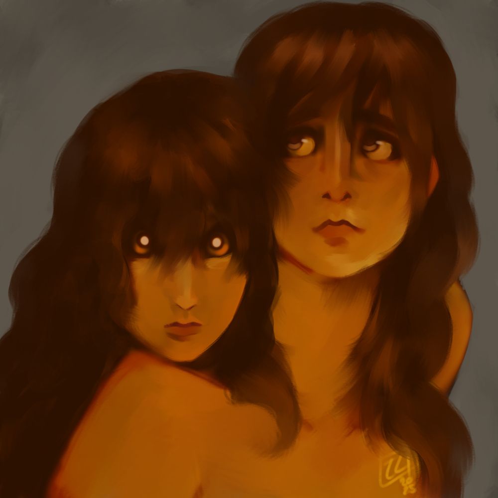 two trans women in a digital painterly style