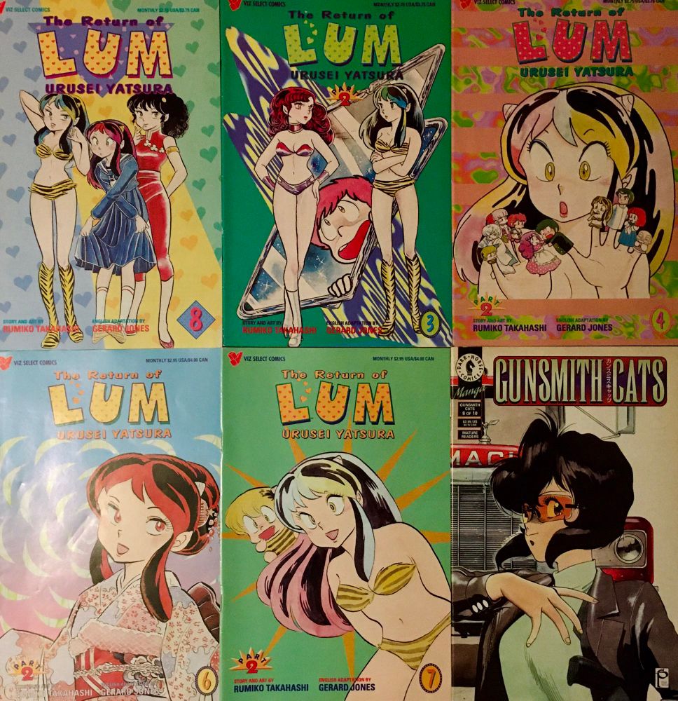 einige ausgaben Urusei Yatsura (The Return of Lum) von Viz Comics aus den 90ern. eine ausgabe Gunsmith Cats.
