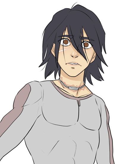 A male anime character with black hair looking concerned.
